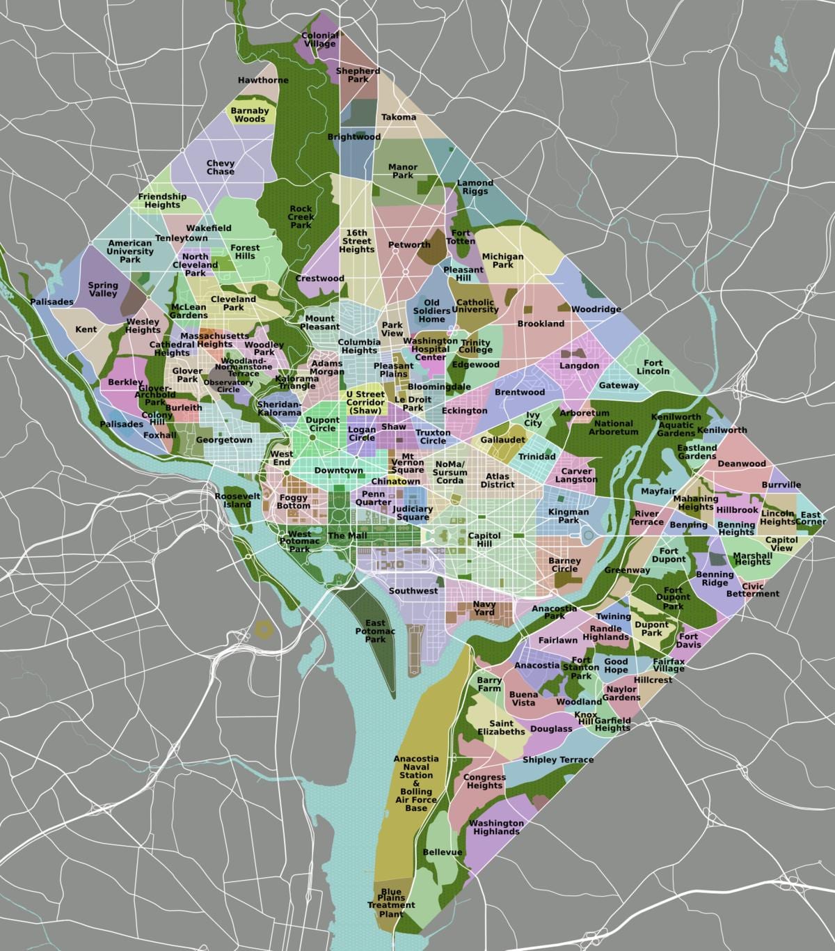 карта DC і ваколіцах