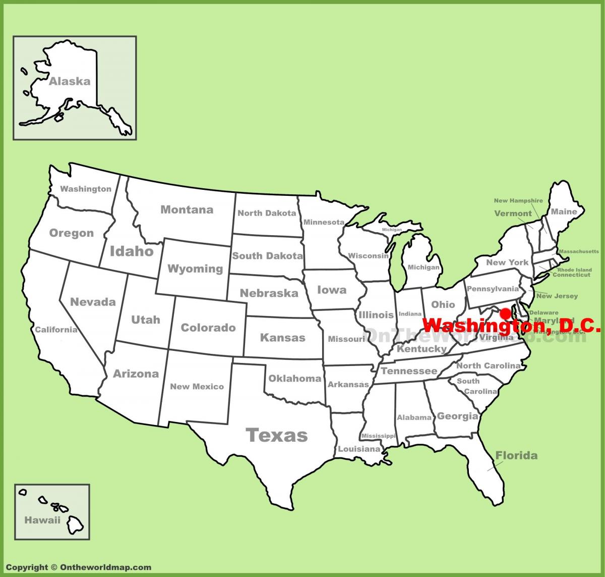 карта ЗША з Вашынгтона