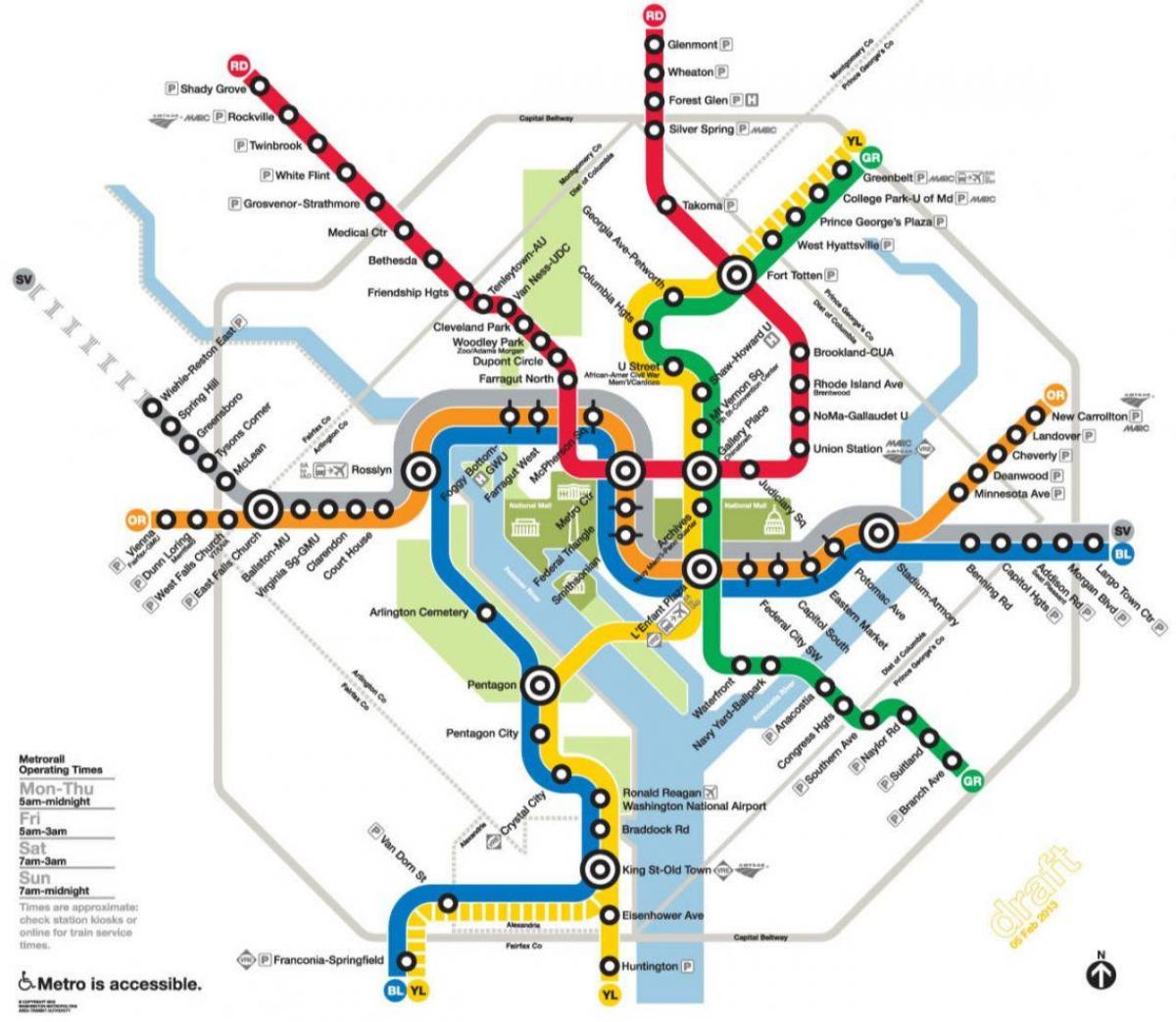 Вашынгтон DC метро чыгуначны карта