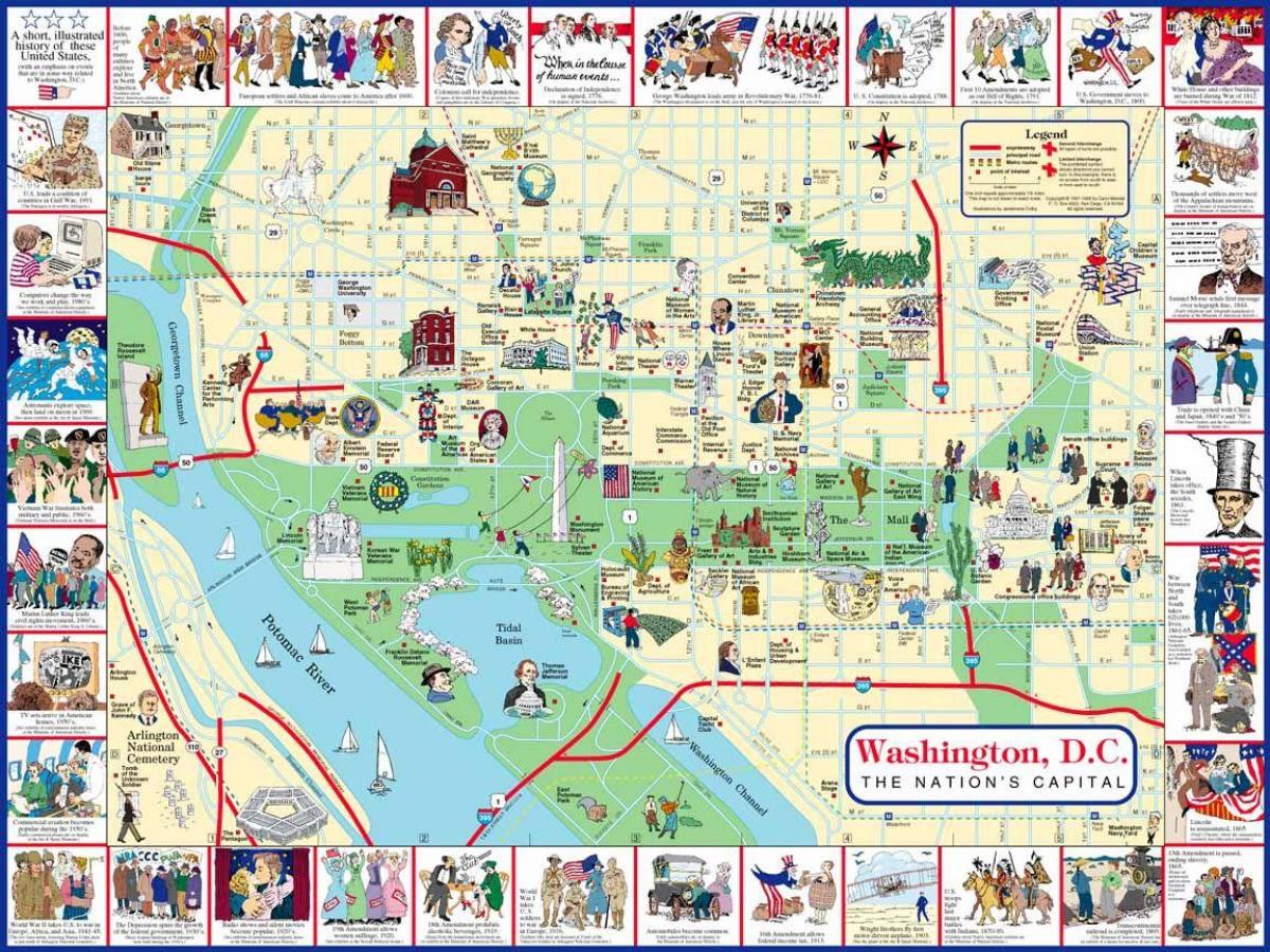 карта турыстычных славутасцяў DC 