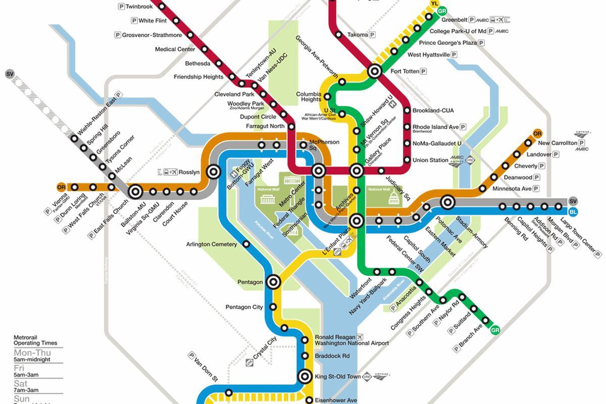 Вашынгтонскай сістэмы метро DC карце