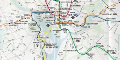 Вуліца Вашынгтона, DC карту са станцыямі метро 