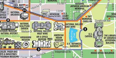 Карта музеяў Вашынгтона, DC і помнікі