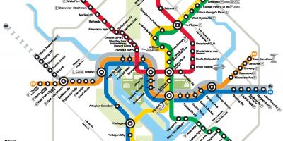 Вашынгтон лініі метро DC карце